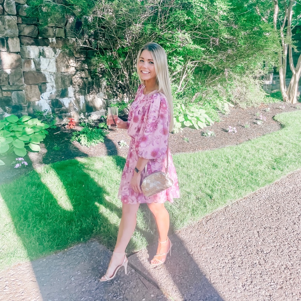 Balloon-Sleeve Tiered Dress